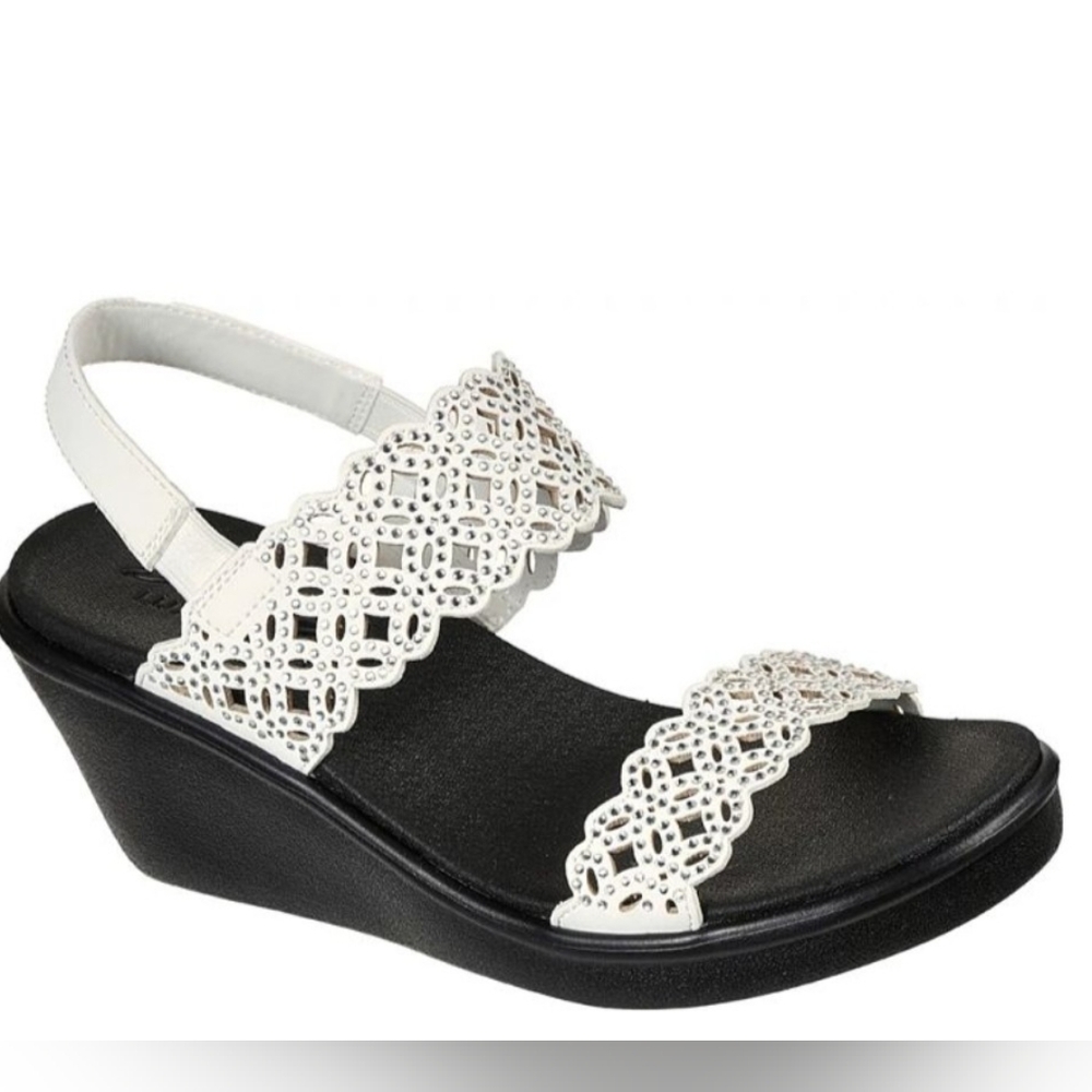 Skechers White Lace Women's Luxe Fom Sandals New!!